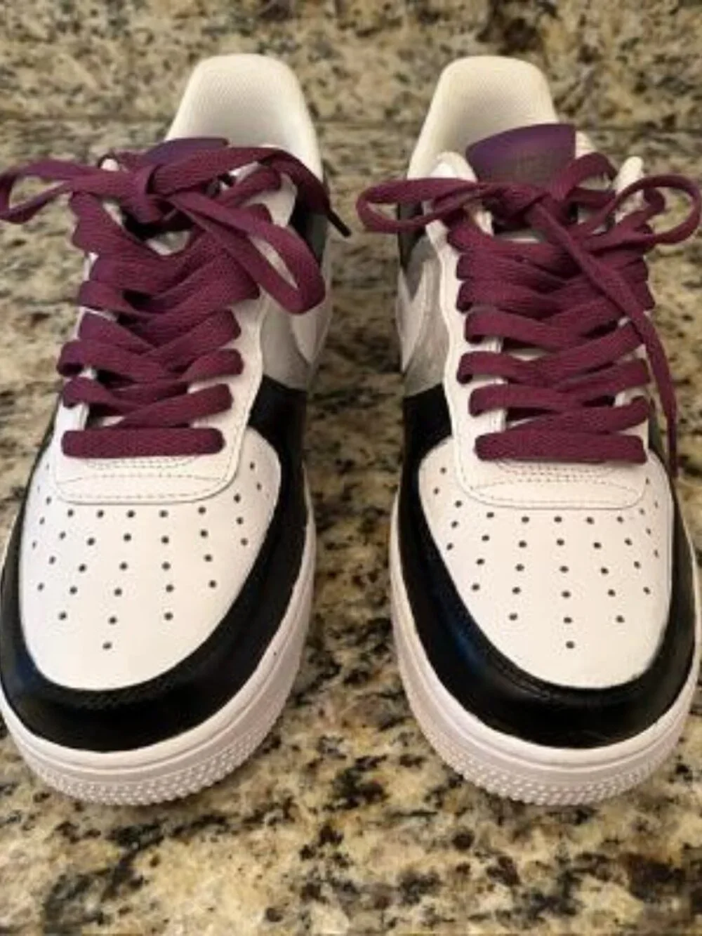 Custom Nike Air - Airforce 1 - Women's 9/Men's 7.5 - White, Purple, Silver, Blac